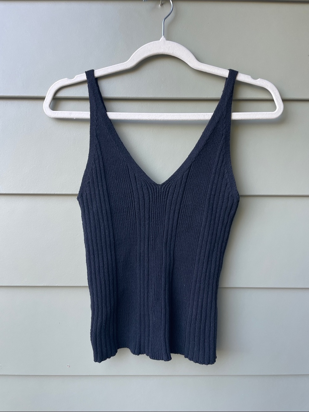 Anthropologie Black Ribbed V-Neck Tank